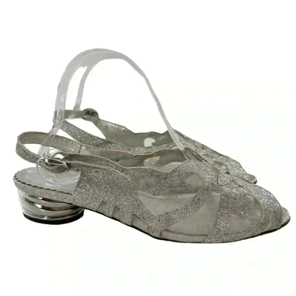 Ashro heels 9 silver glitter formal vintage 80s 90s grandmother of the bride
